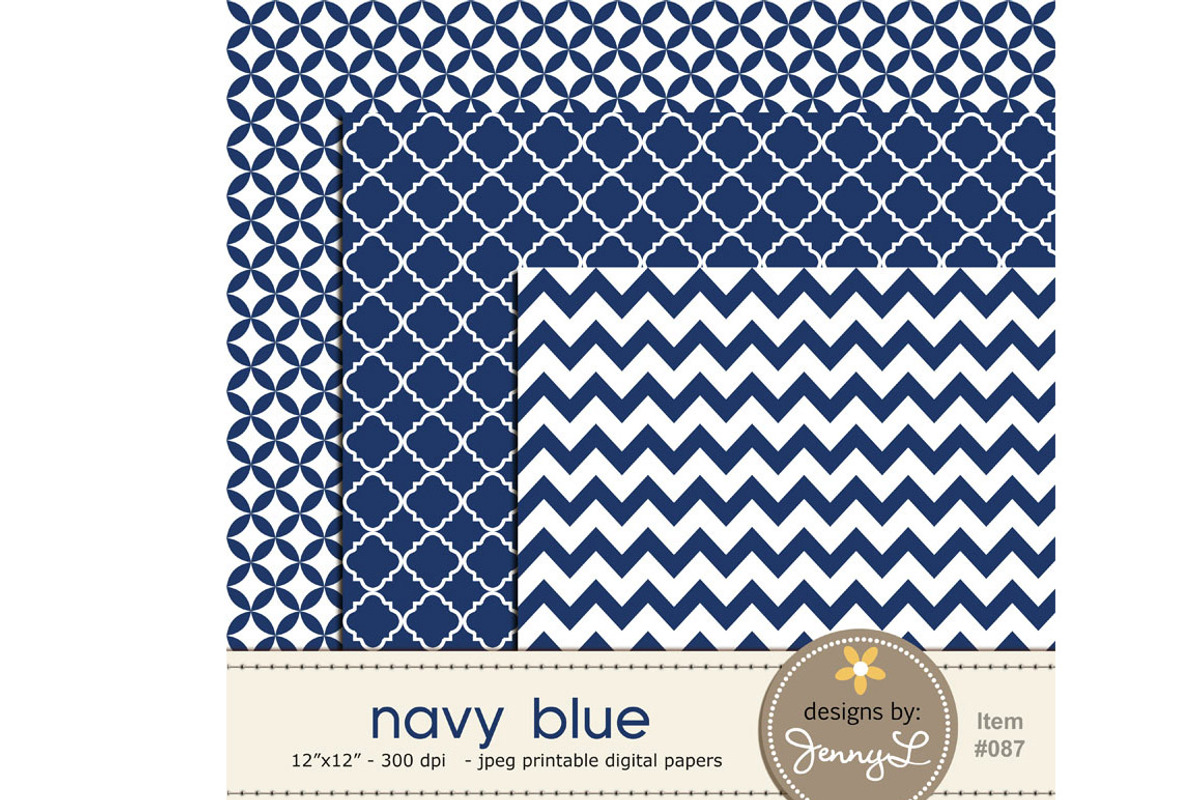 Navy Blue Digital Papers, a Pattern Graphic by JennyL Designs (Photo 3 of 3)