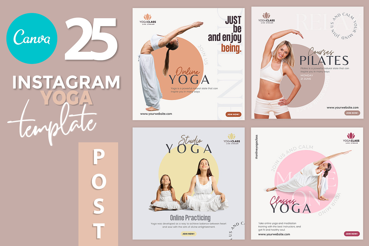 Canva instagram Yoga Template, a Social Media Template by illycreative (Photo 1 of 5)