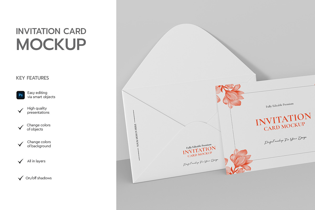 Wedding Invite Card &Envelope Mockup, a Product Mockup by graphypix (Photo 2 of 4)