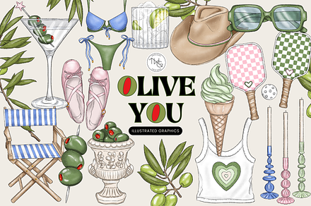 Summer Olives Aesthetic Clipart
