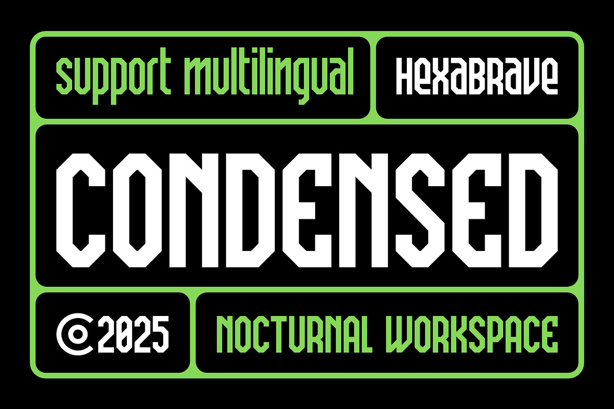 Hexa Brave – Bold Futuristic Font, a Sans Serif Font by Nocturnal Workspace (Photo 2 of 5)