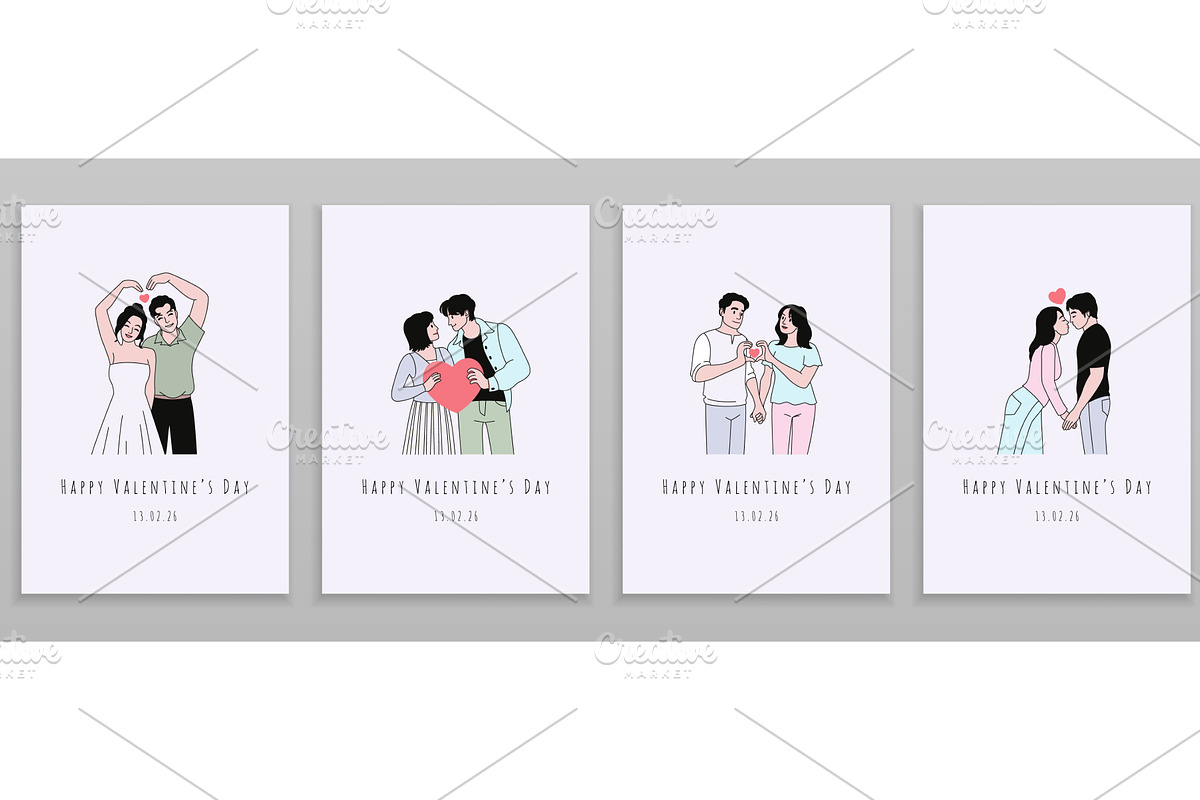 Valentine day congratulations cards, a Person Illustration by YummyBuum