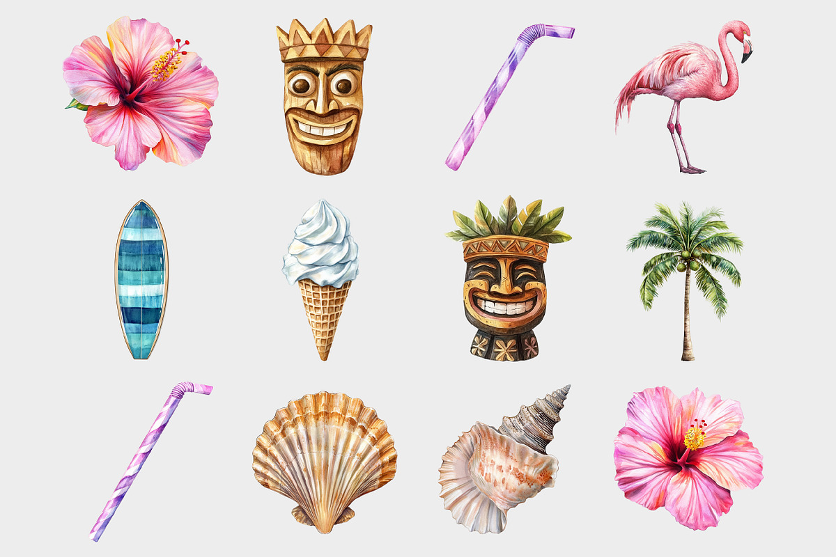 Watercolor Hawaii Clipart, a Seasonal Illustration by Design Market (Photo 2 of 4)