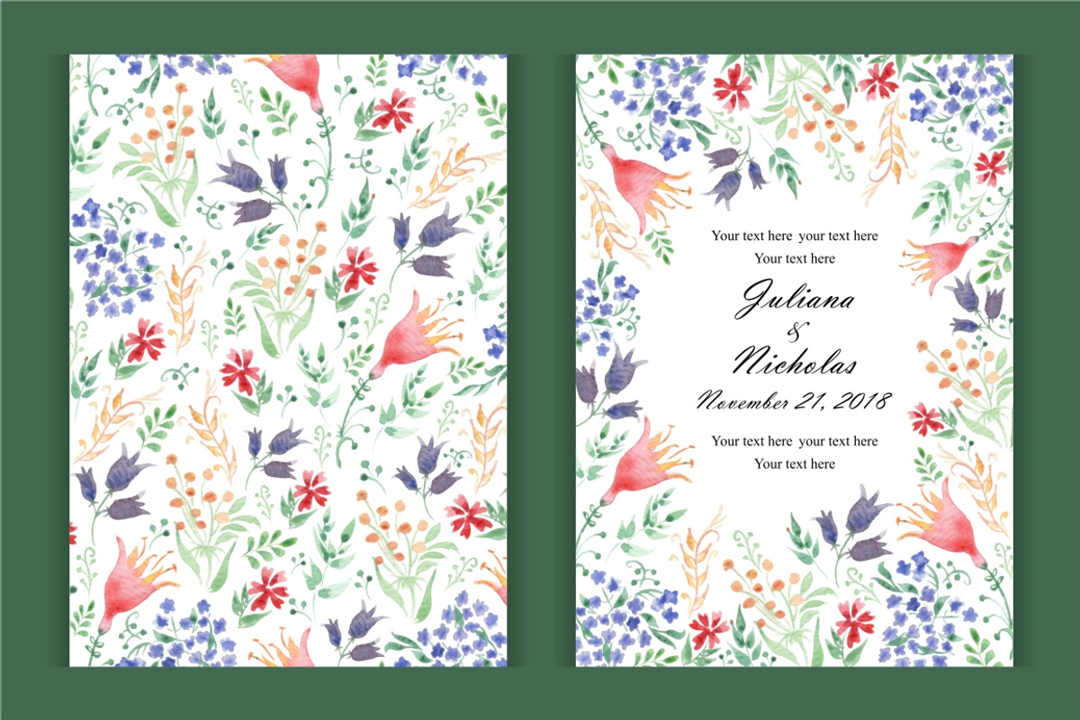 Watercolor wedding invitation set, a Card Template by NataLito (Photo 3 of 4)