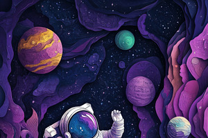 Paper Cut Illustration Of Astronaut