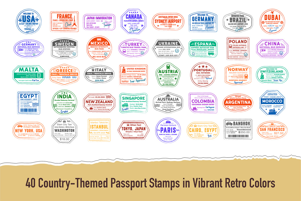 Vintage Travel Ticket & Stamp Pack, an Object Graphic by Lettering_Logo (Photo 5 of 7)