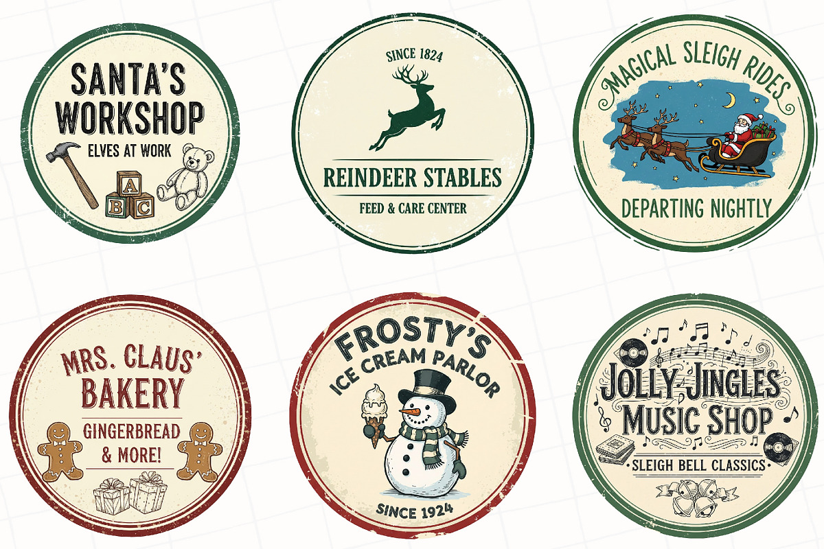 Vintage Christmas Signs Sublimation, an Illustration by OK Design (Photo 4 of 5)