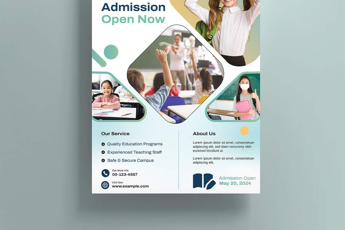 School Admission Poster Template, a Flyer Template by MightyDesign (Photo 3 of 8)