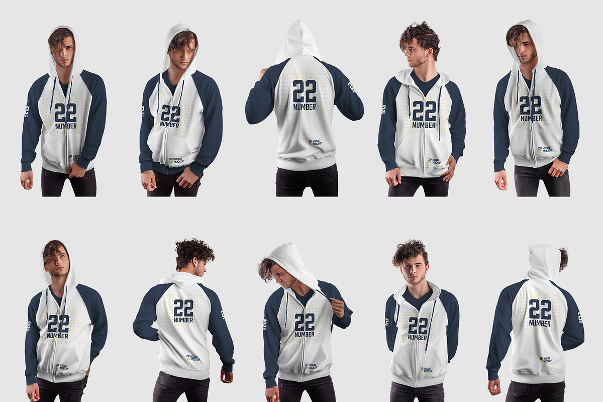 10 Men's Zip Hoodie Mockups, a Hoody Mockup by Grow Design Craft Studio (Photo 2 of 8)