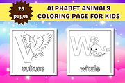 Cute Alphabet Animals Coloring Page, an Education Illustration by Salaly (Thumbnail 10 of 12)