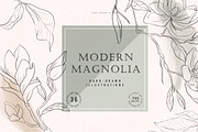 Modern Magnolia Floral Illustrations, an Illustration by Fire Spark Studio (Thumbnail 1 of 9)