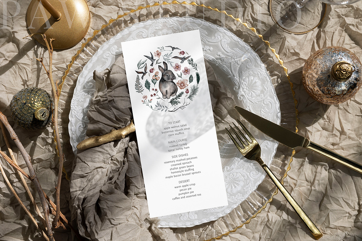 Xmas Card Mockup 4x9 Menu ch4, a Merchandise Mockup by PawMockups (Photo 5 of 10)