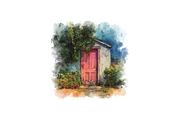 Door on Countryside Backgrounds, a Background Graphic by PcuDesigns Illustrations (Thumbnail 2 of 3)