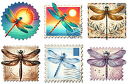 Dragonfly Postage Stamps Clipart, an Illustration by Libby Wishes (Thumbnail 4 of 6)