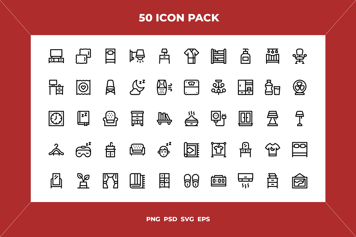Bedroom icons, an Outline Icon by Wencory (Photo 1 of 2)