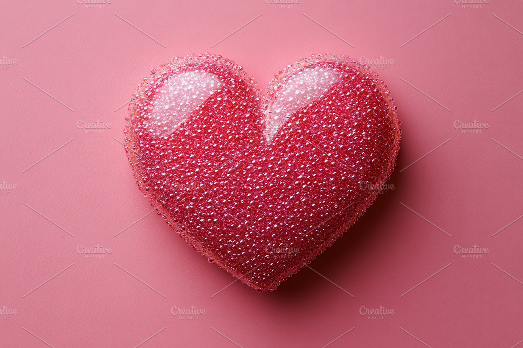 Bright pink heart shape covered in s, a Photo by Tanuart