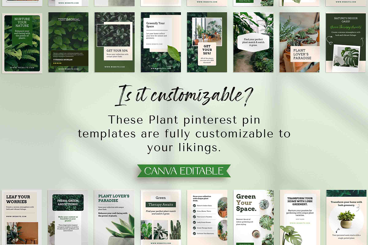 Plant Pinterest Pins Canva Templates, a Social Media Template by Snapybiz (Photo 9 of 10)