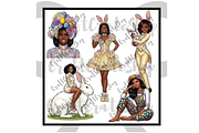Black Woman Easter Clipart Bundle, an Illustration by CraftCrateShop (Thumbnail 4 of 8)