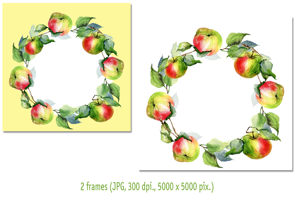 Watercolor illustrations of apples, a Decorative Illustration by WatercolorArt (Photo 4 of 4)