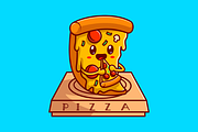 Cute Pizza Eating Pizza On Box, a Food Illustration by Catalyst Labs (Thumbnail 2 of 3)