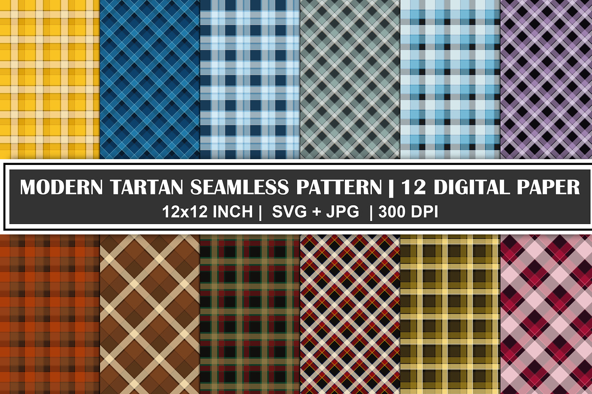 Modern Tartan Seamless Pattern Set, a Pattern Graphic by Gfx Expert Team (Photo 1 of 3)