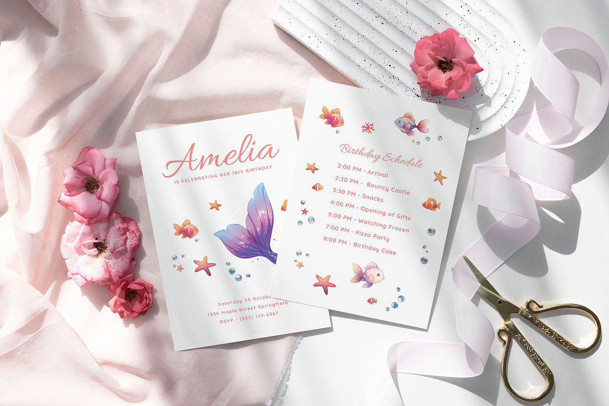 Macaron - Birthday Invitation Pack, an Invitation Template by CinderHeart Designs (Photo 2 of 4)