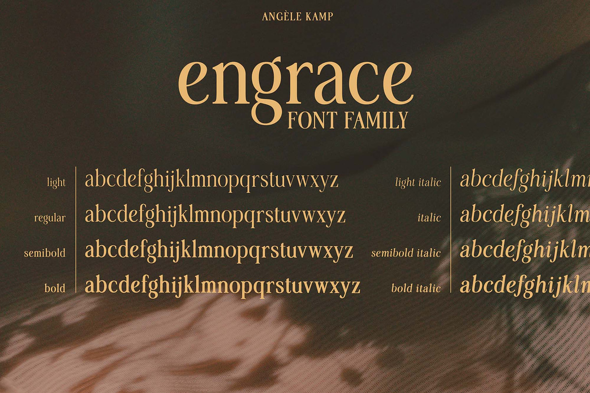 Engrace serif font family typeface, a Serif Font by Angele Kamp (Photo 10 of 13)