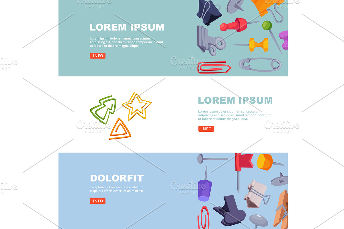 Office supplies. horizontal banners, a Finance Illustration by Onyx