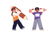 Tiny kids with big stationery set, a Person Illustration by PaperTrident (Thumbnail 3 of 5)