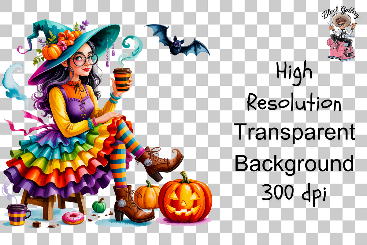 Halloween Witch PNG Clipart Bundle, a Graphic by Clipart Studio (Photo 7 of 11)