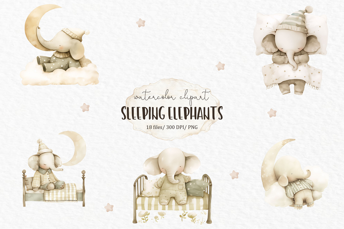 Baby elephant PNG watercolor clipart, an Animal Illustration by MyLittleMeow (Photo 1 of 5)