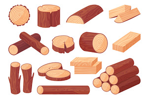 Cartoon wood logs. Timber stacks, a Graphic by Valerie Bodnar