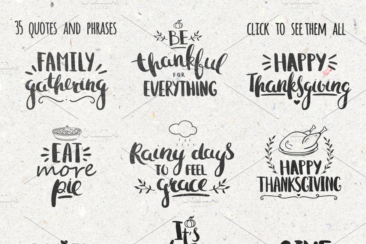 Thanksgiving Day lettering & clipart, a Decorative Illustration by harmonia_green_art (Photo 2 of 8)