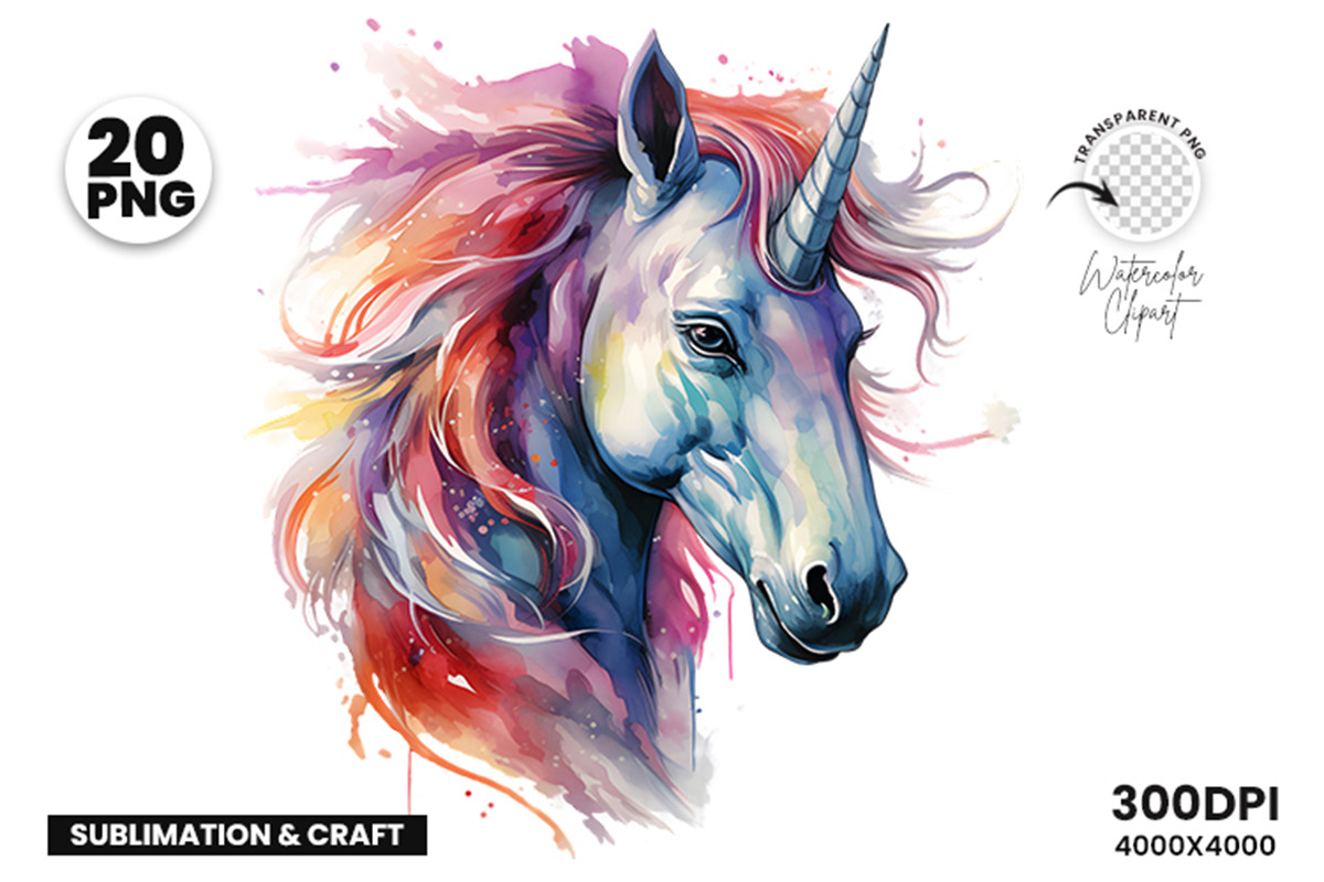 Watercolor Unicorn Magical Clipart, an Animal Illustration by Creative Arslan (Photo 8 of 8)