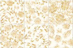 Gold Floral Seamless Patterns