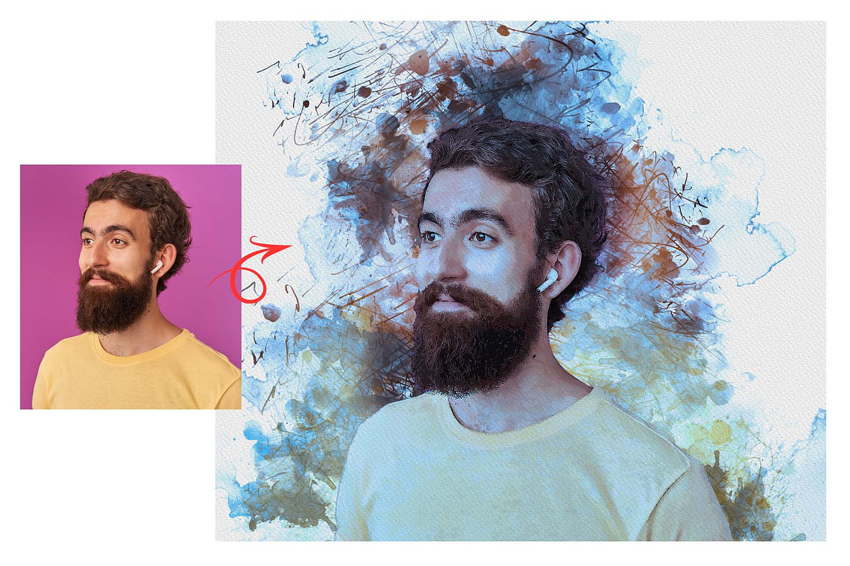 Ink & Watercolor Art PhotoshopAction, an Action Add-On by MRI STUDIO (Photo 6 of 11)