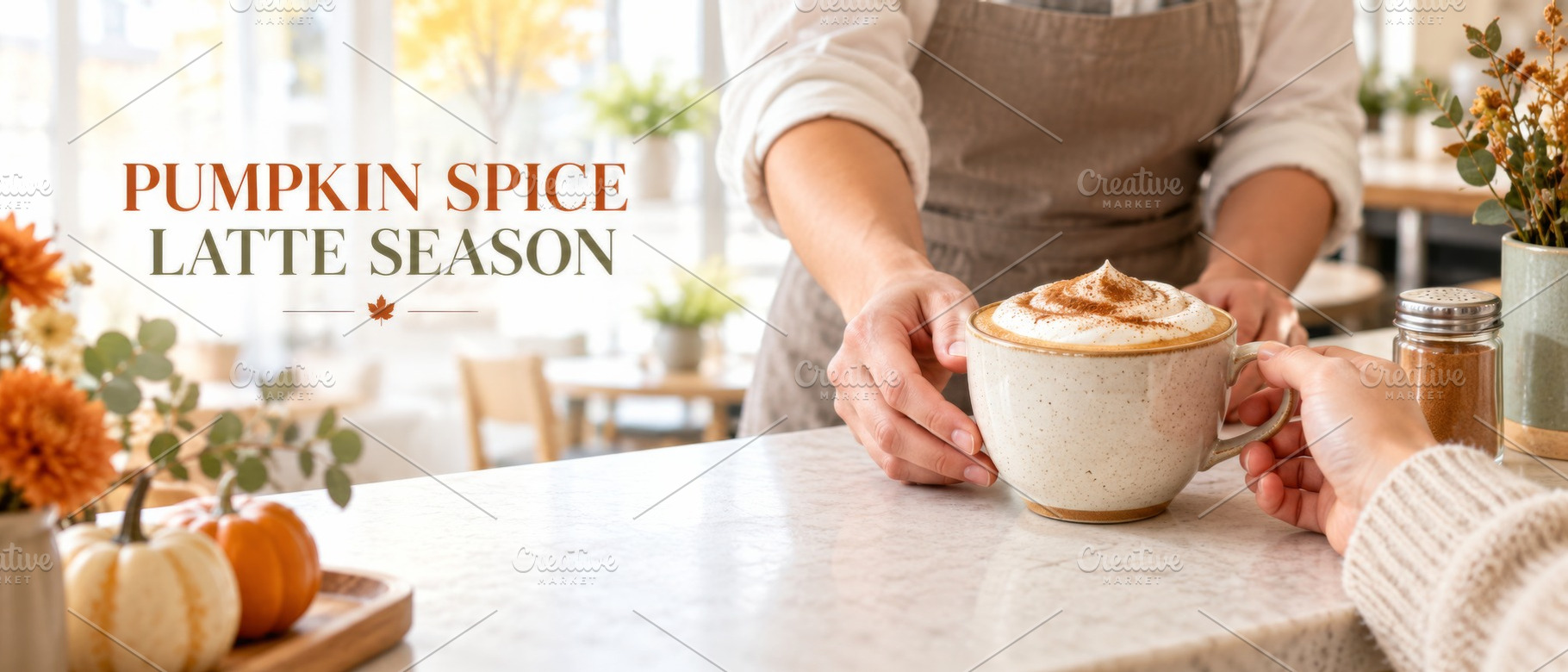 Pumpkin spice latte season banner sh, a Photo by Dvoevnore photos