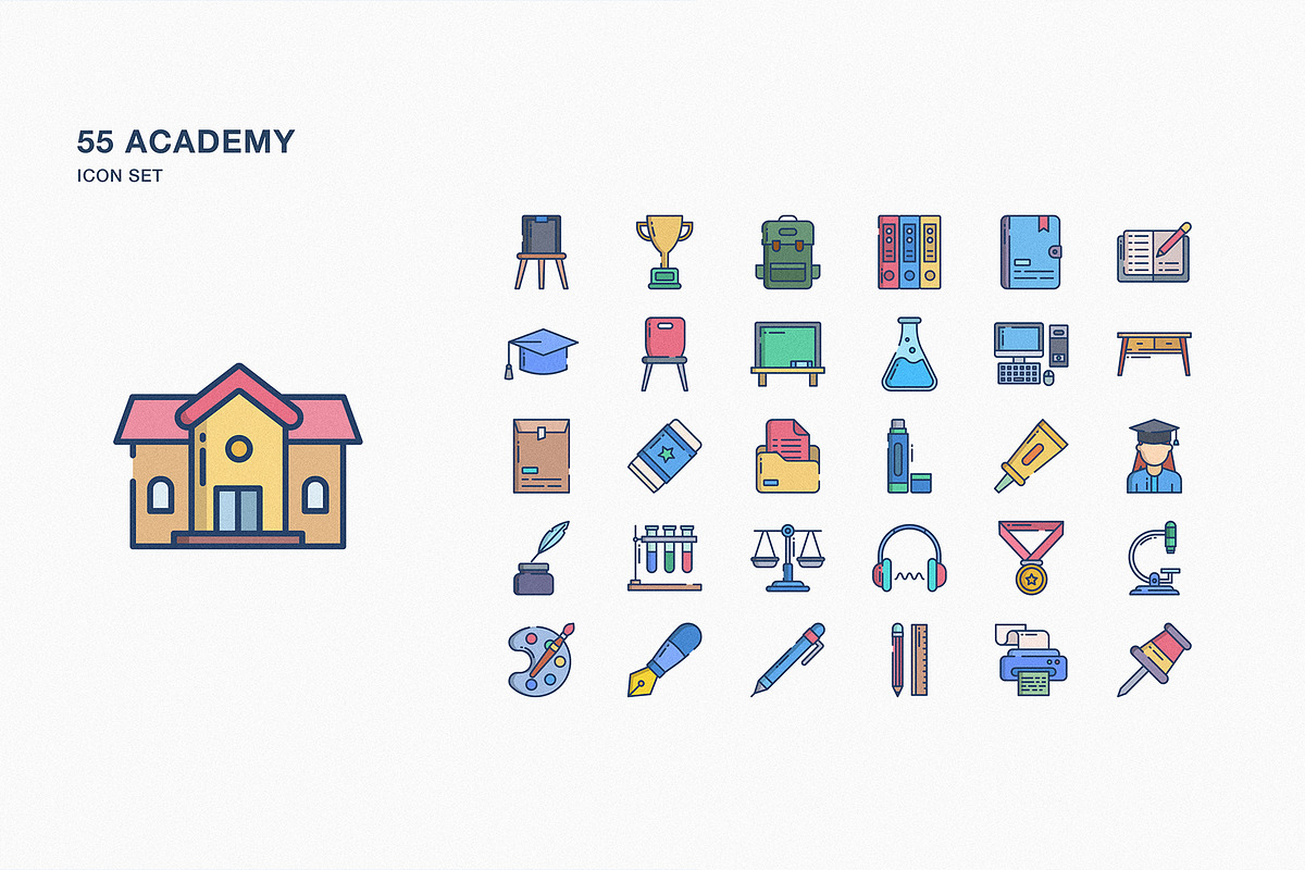 Academy and education icon set, an Icon by Icongeek26 (Photo 1 of 6)