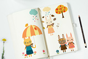 Cute autumn bunnies clipart, a Decorative Illustration by Pravokrugulnik (Thumbnail 2 of 2)
