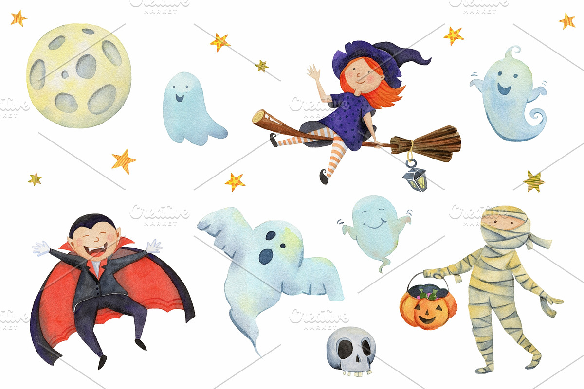 Watercolor Halloween, a Graphic by Kattarina Po (Photo 2 of 7)