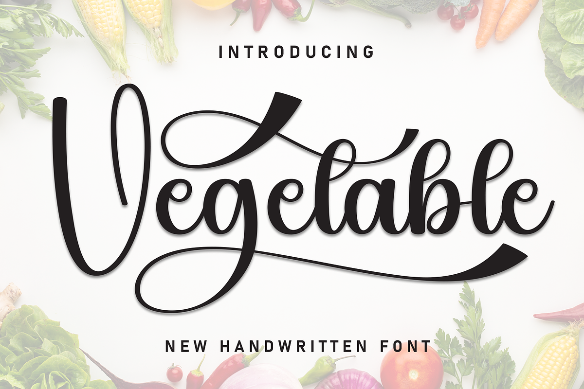 Vegetable | Script Font, a Handwritten Font by Scratchones (Photo 1 of 9)