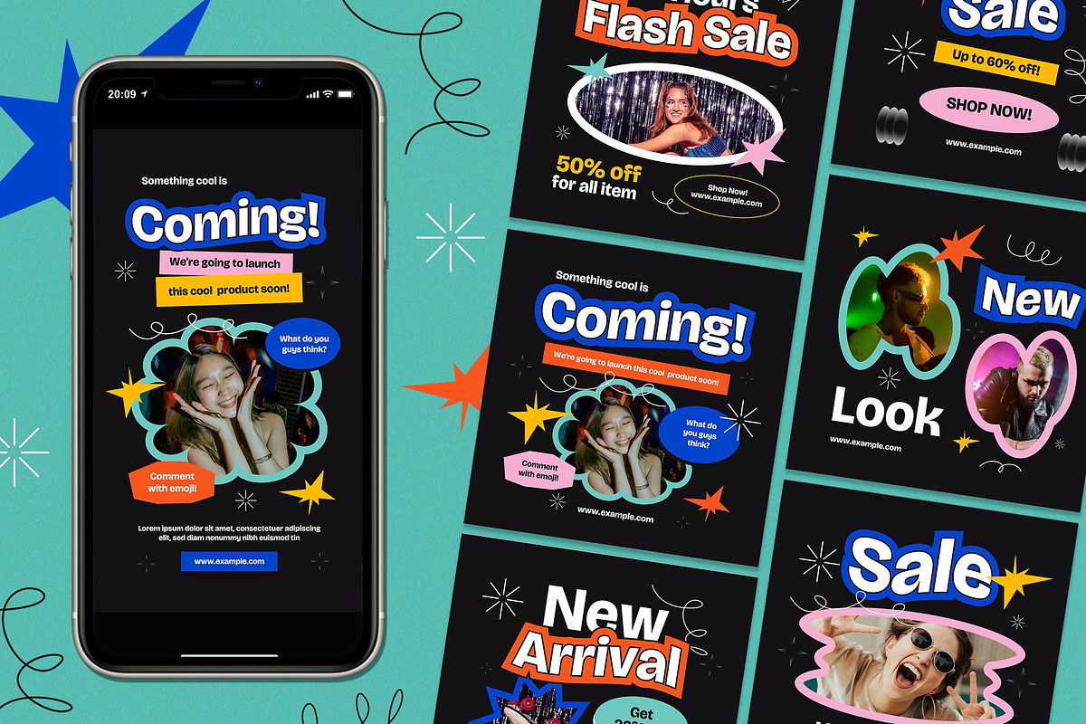Black New Year’s Eve Instagram Set, a Social Media Template by Aiyari Graphic (Photo 1 of 3)