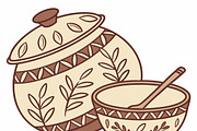 Ceramic cookware with leaf pattern, an Object Illustration by SouravDesign (Thumbnail 3 of 3)