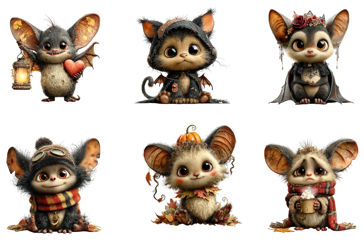 Cute Bats Clipart Bundle, a Seasonal Illustration by CreationArt (Photo 3 of 5)