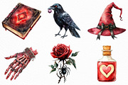 Watercolor Red Halloween Clipart, an Illustration by Craft Nest (Thumbnail 2 of 6)