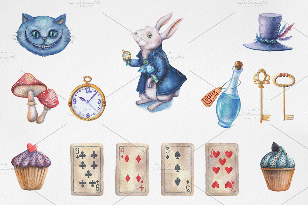 Wonderland Watercolor Graphic Set, an Illustration by Chelovector (Photo 2 of 2)