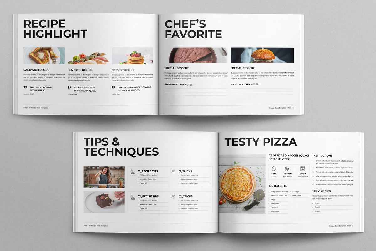 Recipe Book Template Landscape, a Brochure Template by E-Type (Photo 3 of 7)