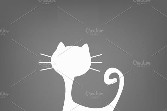 White Cat Silhouette