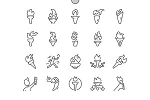 Torch Line Icons