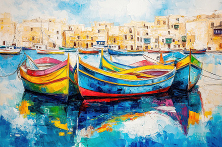 Colorful fishing boats docked in vib, a Photo by Iftikhar Alam